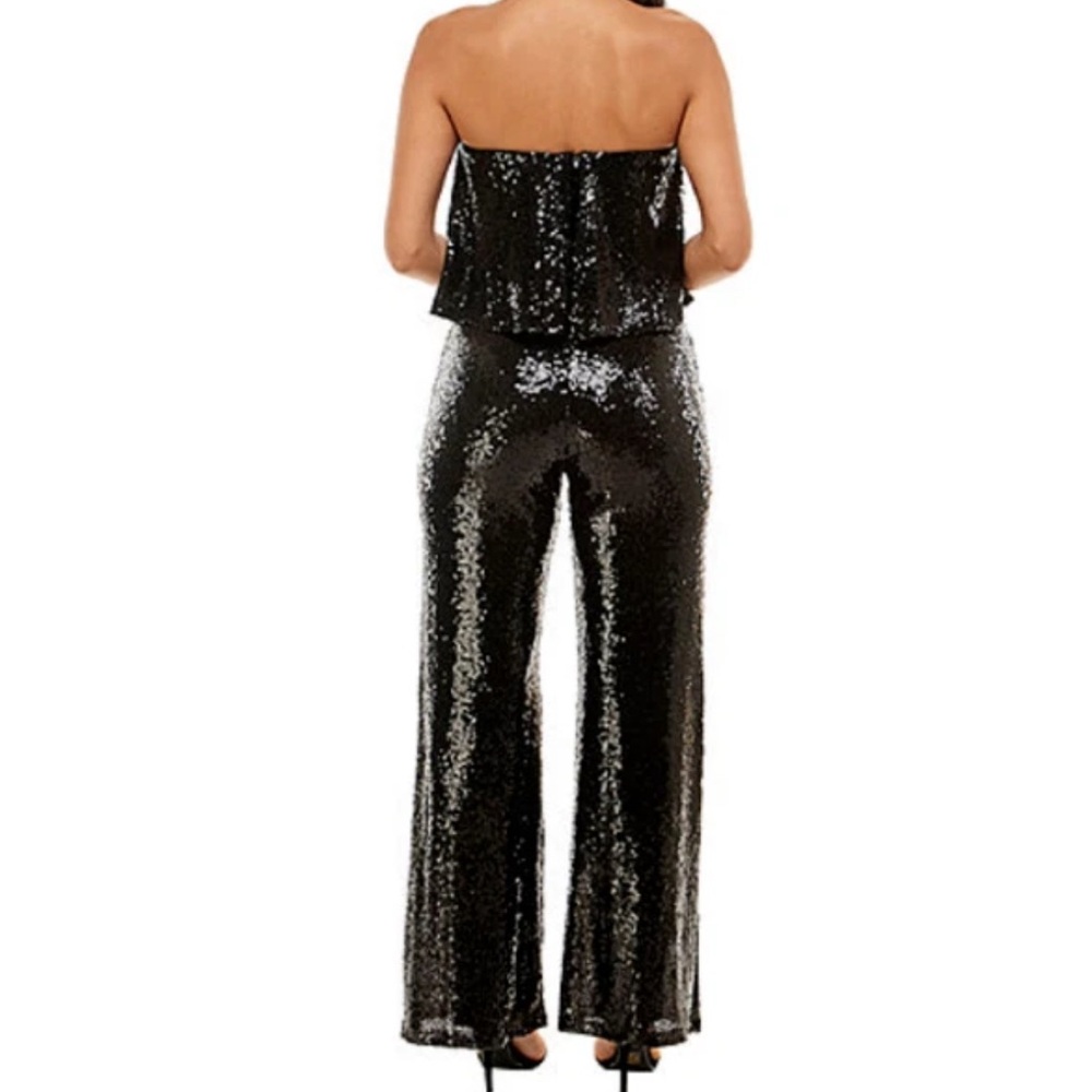 Woman's Premier Amour Black Sequin Jumpsuit Wide-Leg Glamour. Size 6 - Picture 2 of 7